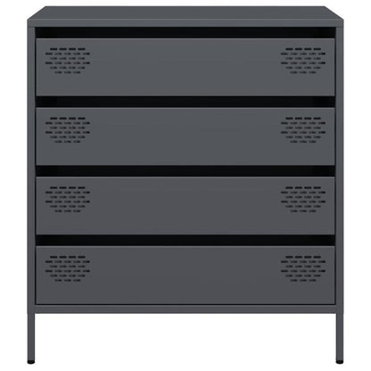 Modern Minimalist Sideboard Cabinet - Cold-Rolled Steel Construction, 3 Drawers, Heavy-Duty Storage for Living Room, Office, Dining Area - Easy Assembly Required - Anthracite Grey Finish, Living Room Storage
