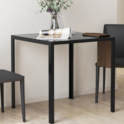 Eettafel – Keukentafel – Dinertafel – Tafel – Vierkante Tafel – Gehard Glas – Metalen Frame – 75x75x75 cm – Zwart