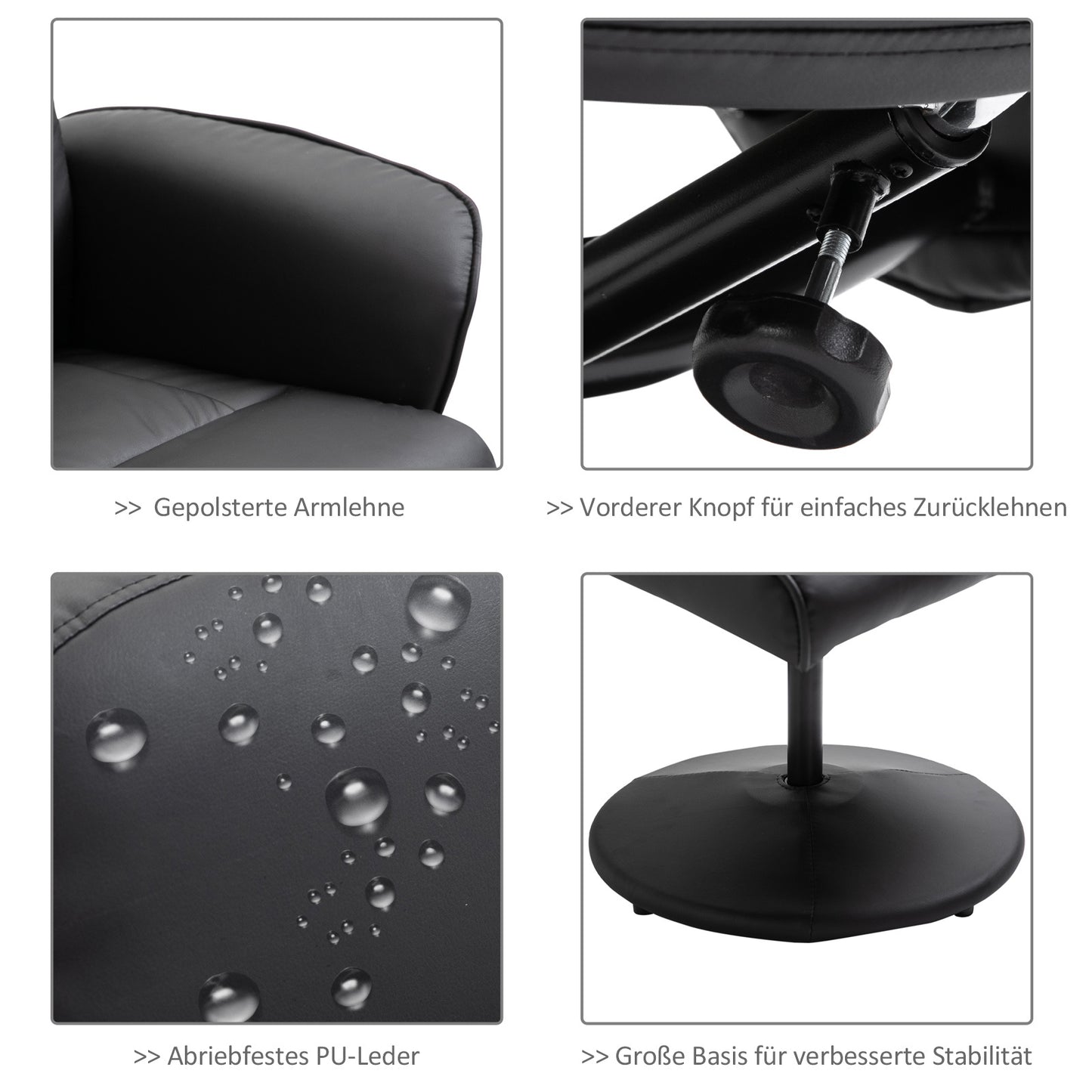 Elektrische Relaxfauteuil – Elektrische Relaxstoel – Massagefauteuil – Relaxstoel Met Voetenbank – Draaifauteuil Zwart – 10 Massagepunten – Kunstleer Met Afstandsbediening