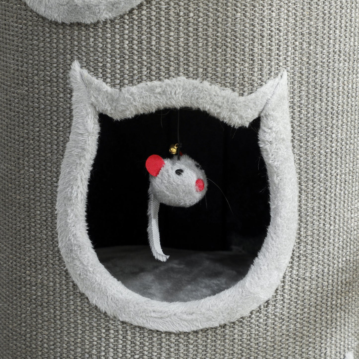 Kattenkrabpaal – Krabpaal – Kattenboom – Kattenhuis – Kattenmeubel – Grijs – 96 cm Hoog – 3 Holletjes Met Wasbaar Bed