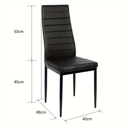 6pcs Dining Chair Set - High Back Faux Leather Kitchen Chair, 45cm Seat Height, Ergonomic Upholstered Seat For Kitchen, Dining Room, Restaurant - Armless Modern Comfortable Chairs (6pcss, Black)