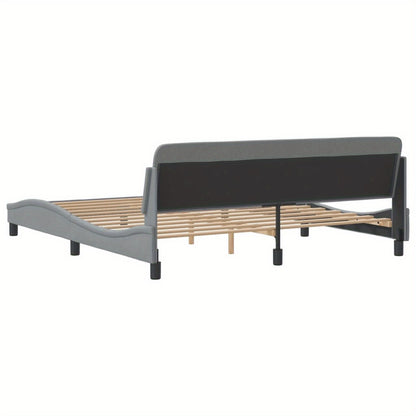 Bed frame without mattress light grey 180x200 cm fabric with Slat Support Platform Bed Frame Suitable for Mattress Size 180 x 200 cm for Bedroom