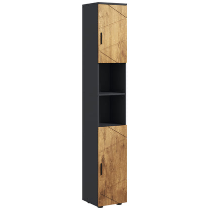 Colomnkast Badkamer – Opslagkast – Badkamerkast – Toiletkast – Badkamermeubel – Verstelbare Planken – Donkergrijs Eikenhout – 30 x 30 x 183 cm