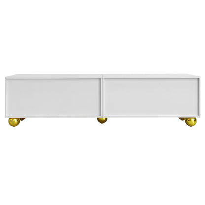 TV Meubel – Lowboard – TV Kast – Sideboard – Mediameubel – Wit Goud – Push-Open Deuren – 170x38x44 cm