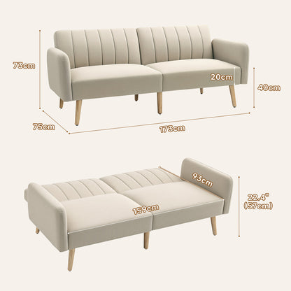 2-zits Bank – Loveseat – Zitbank – Tweezitsbank – Compacte Bank – Scandinavisch Design – Verstelbare Rugleuning 3 Standen – Ademend Linnen Stof Beige