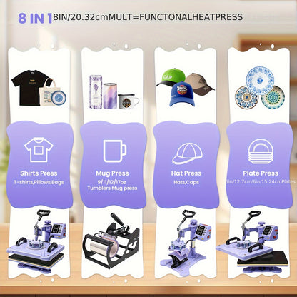 Transferpers – Hittepers – Heat Press – Warmte Persmachine – Textielpers – 38,1x30,48 cm – 8-in-1 Multifunctioneel – 360° Swing-Away Design