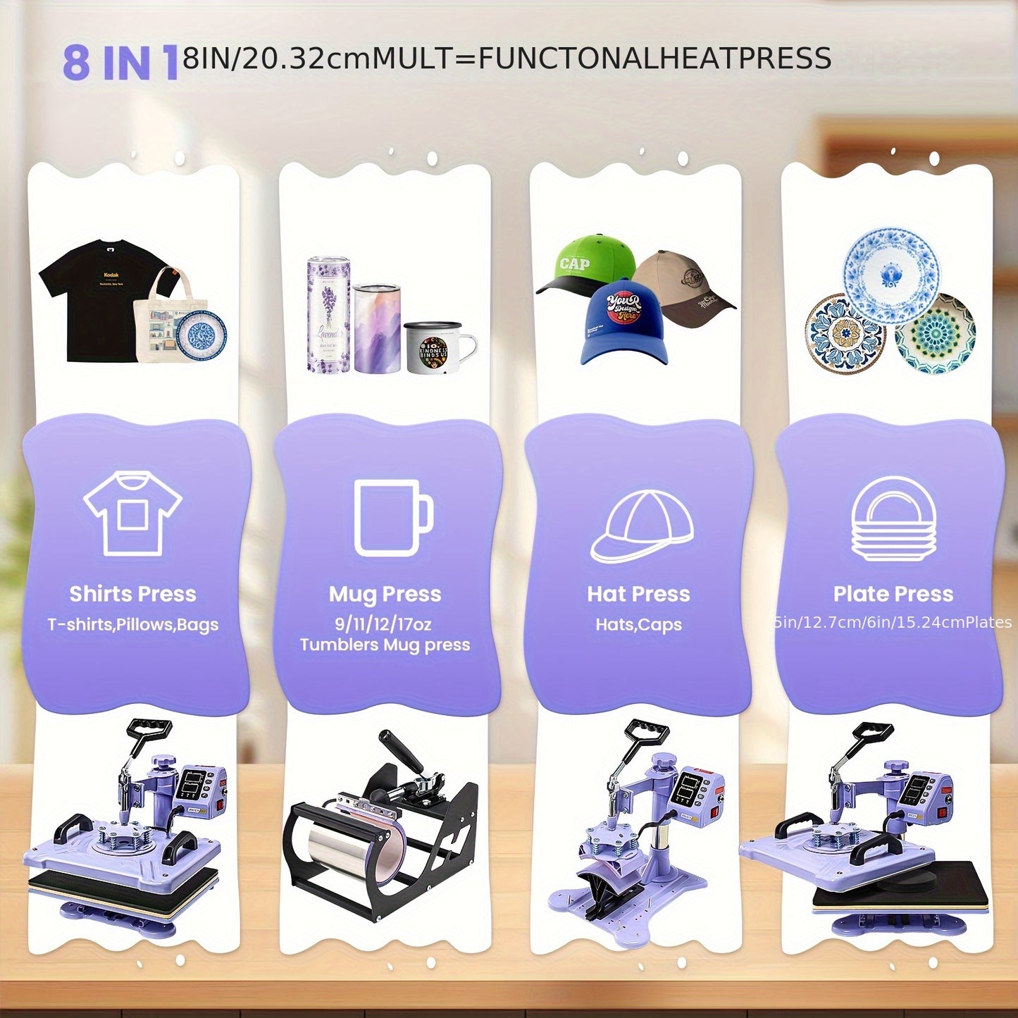 Transferpers – Hittepers – Warmte Persmachine – Heat Press – Textielpers – 38,1x30,48 cm – 8-in-1 Multifunctioneel – 360° Swing-Away Functioneel