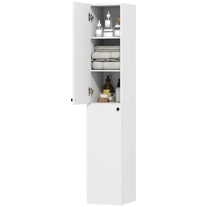 Modern White Wall-Mounted Bathroom Shelf Cabinet with 6 Shelves - Space-Saving MDF Storage Unit, Painted, Easy Installation (No Metal), Independent Design for Bathrooms - Ideal for Towels, Toiletries & Organization