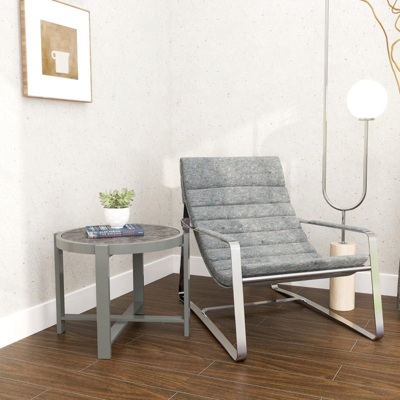 Buitentafel – Bijzettafel – Balkontafel – Koffietafel – Eettafel – Verstelbare Hoogte – Weerbestendig Aluminium met Marmerlook Tafelblad