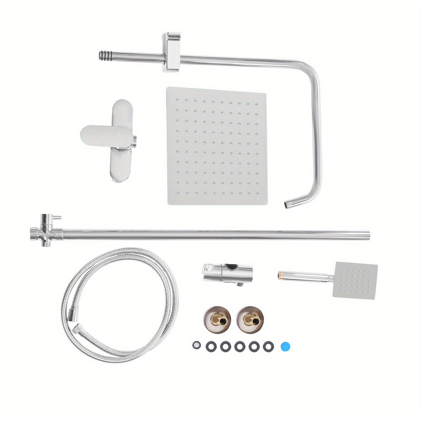 Douchekraan – Doucheset – Douchemengkraan – Regendouche – Handdouche – 2-in-1 Functie – Corrosiebestendig Koper en RVS – Wandmontage – Zwart/Chroom