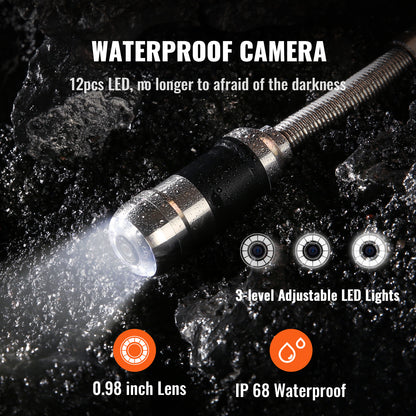 Rioleringscamera – Pijpinspectiecamera – Inspectiecamera – Rioolcamera – Endoscoop – 7 Inch LCD Scherm – 30 Meter Semi-Starre Kabel