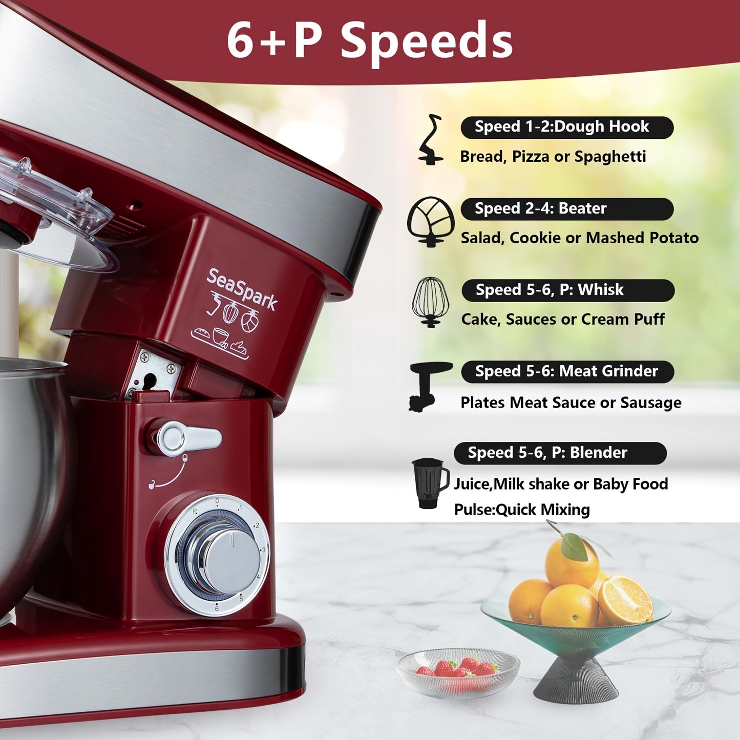 Keukenmixer – Standmixer – Mixer – Blenders – Mengmachine – Zwart – 1200W Krachtige Motor – 6L RVS Mengkom