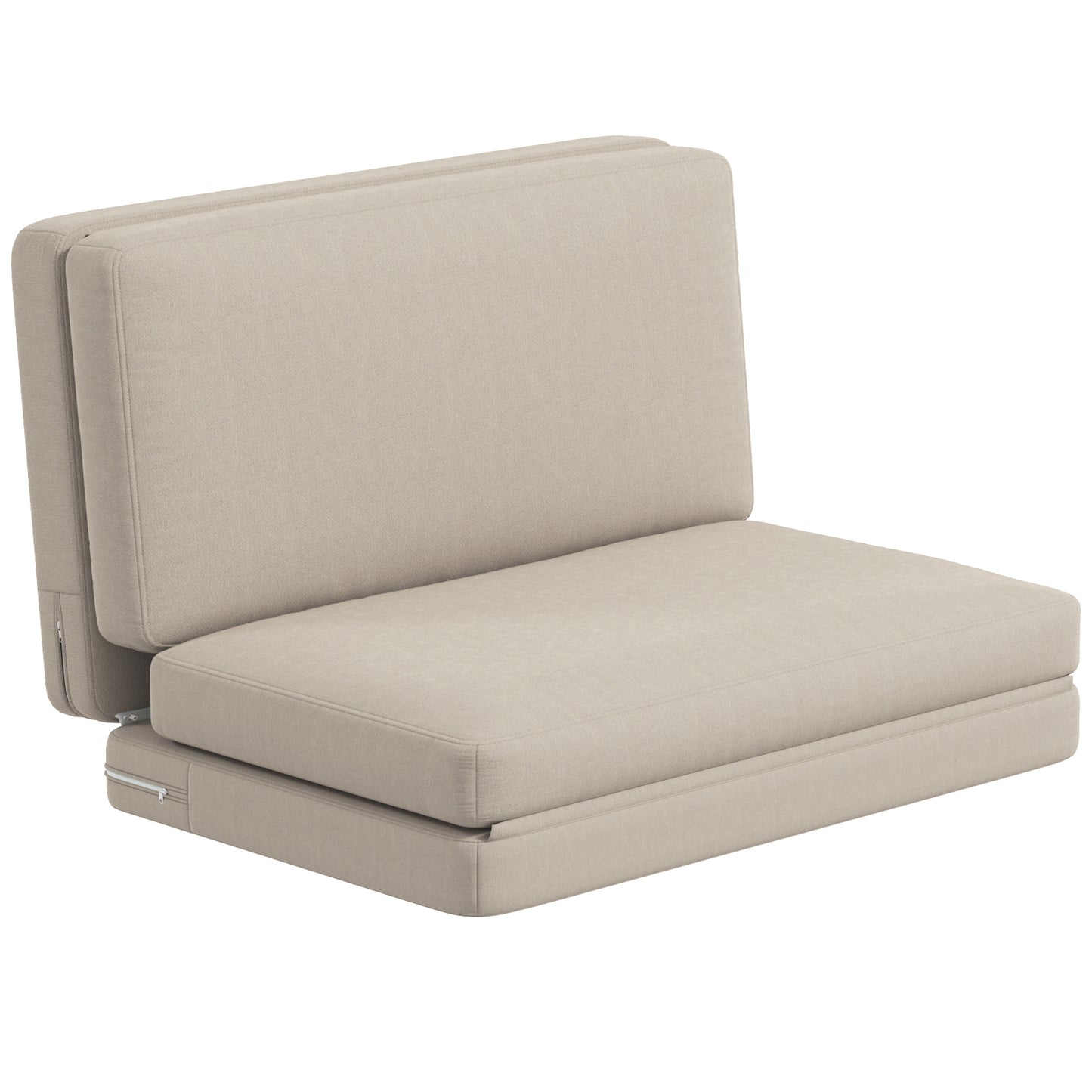 Relaxstoel – Fauteuil – Loungestoel – Vloerstoel – Slaapstoel – 2-in-1 Opvouwbaar – 120 cm Breed – Beige Velvet Stoffering