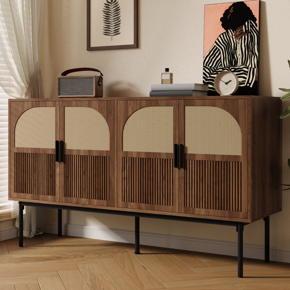 Dressoir – Sideboard – Buffetkast – Opbergkast – Wandkast – Minimalistisch Design – Duurzaam Niet-Houten Materiaal – 140 cm Breed – Eenvoudige Montage – Neutrale Kleur