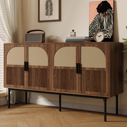 Dressoir – Sideboard – Buffetkast – Opbergkast – Wandkast – Minimalistisch Design – Duurzaam Niet-Houten Materiaal – 140 cm Breed – Eenvoudige Montage – Neutrale Kleur