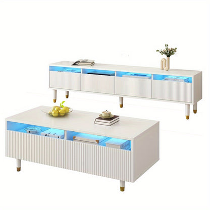 tv-meubel – tv-kast – media meubel – tv-dressoir – woonkamerset – MDF materiaal – 178x35x45 cm – wit met goud accenten