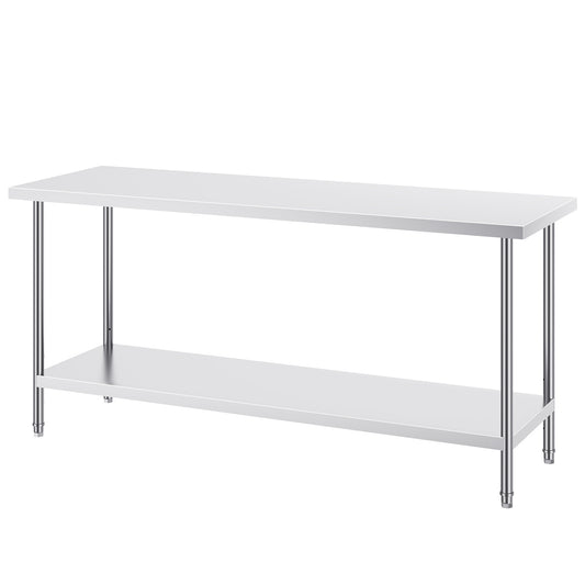 Inpaktafel – Werkbank – Werktafel – Buffettafel – Inpakstation – RVS 0,8 mm Staal – 183x61x86 cm