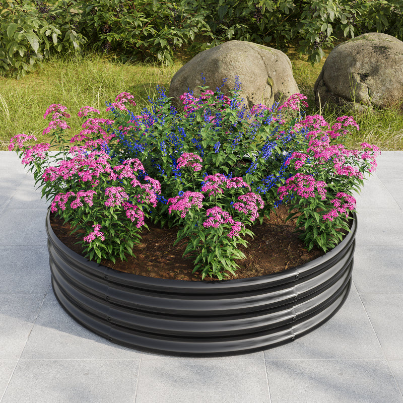 Verhoogde Border – Borderrand – Tuinbak – Plantenbak – Moestuinbak – Gegalvaniseerd Staal – Diameter 60,96 cm – Set Van 2