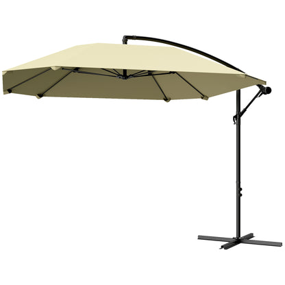 Terrasparasol – Parasol – Zonnescherm – Knikarmparasol – Buitenparasol – Beige – Waterafstotend Doek – Stevige Kruisvoet
