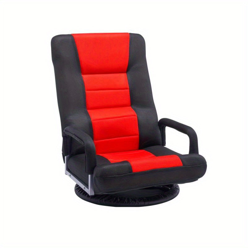 Adjustable Floor Gaming Chair with 360° Swivel, Heavy-Duty Non-Electric Construction, Memory Foam Cushion & Ergonomic Armrests - Foldable design, Easy-Clean Acetate Fabric for Gamers, Home Office, Living Room - Space-Saving