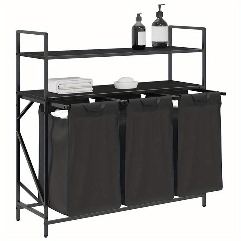 Wasbakje – Wastafel – Waskom – Spoelbak – Haarwasbak – 3-Vaks Wasmiddel Organizer – Dubbele Reken – Stevige Mesh Zakken – Klassiek Zwart