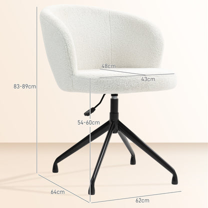 Ergonomische Bureaustoel – Office Chair – Bureaustoel – Werkstoel – Draaistoel – Verstelbare Hoogte – Hoogwaardig Bouclé Stof – 360° Draaibaar – Max 120 kg – Scandinavisch Design – Wit