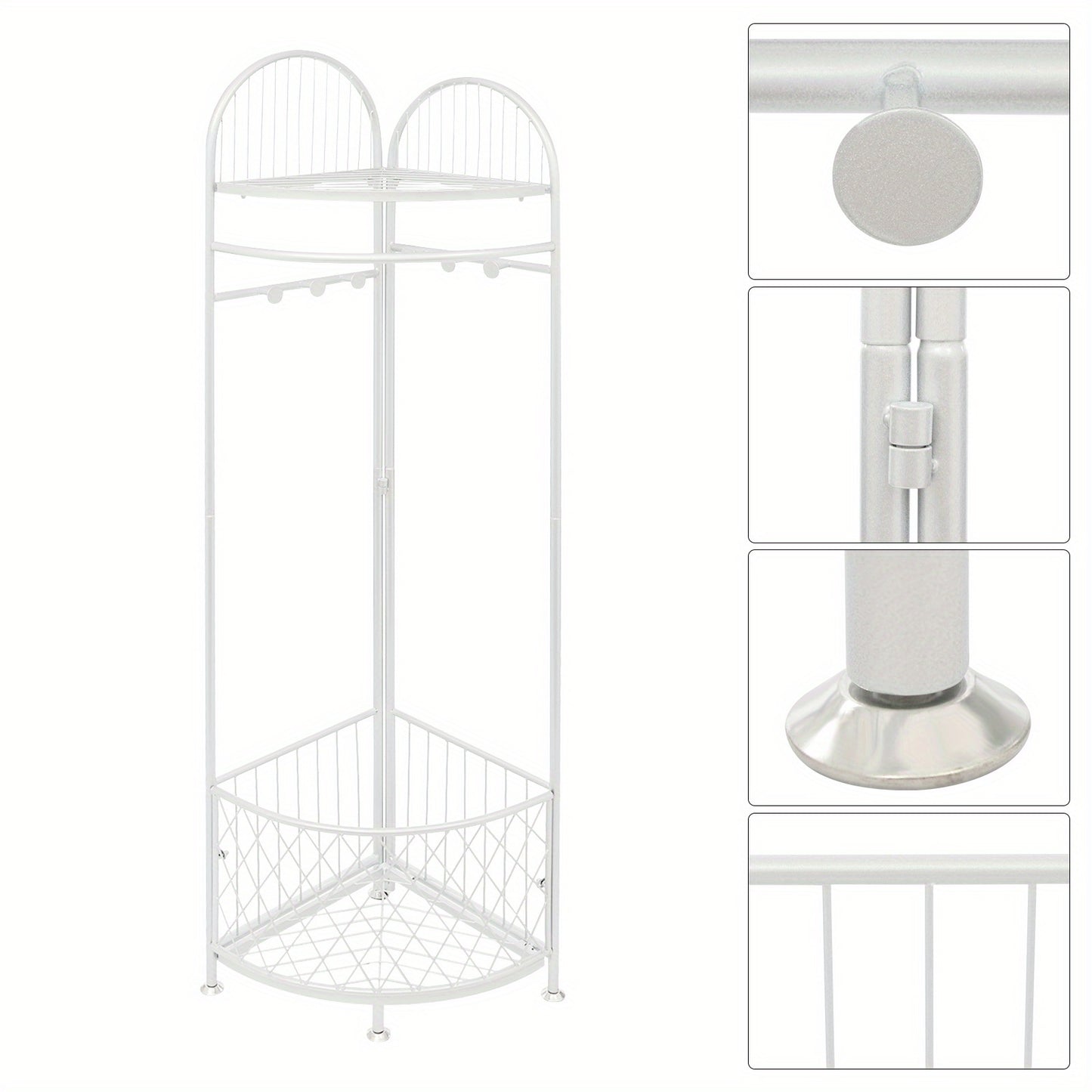 Vrijstaande Kledinghanger – Kapstok – Kledingrek – Garderoberek – Kledingstandaard – Zilverkleurig Carbonstaal – Modern Diamantontwerp – Verstelbare Voeten – 180 cm Hoog