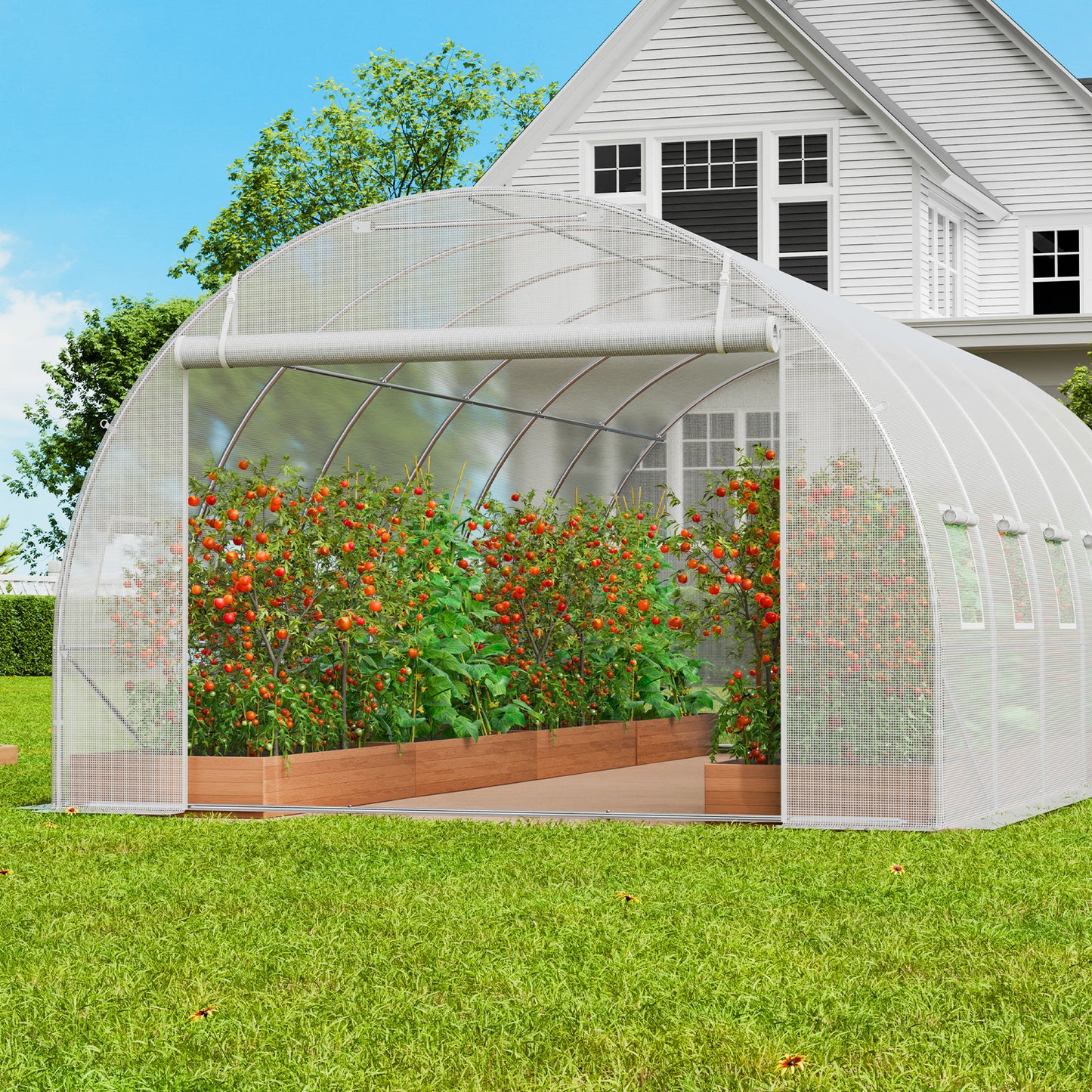 Kweekkas – Tuinkas – Broeikas – Tunnelkas – Serre – Groot Walk-In Ontwerp – Gegalvaniseerd Stalen Frame – 140g/m² PE Waterdichte Cover