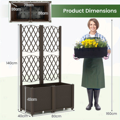 Hoogte Moestuinbak – Verhoogde Plantenbak – Kweekbak – Moestuinbak – Kweekbak Met Rek – Zelfwaterend Systeem – Diepe 36 Cm Planterbak – Koffie Kleur