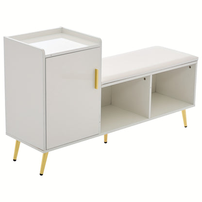 Dressoir – Ladekast – Opbergkast – Dichte Kast – Buffetkast – Wit – MDF – 140 cm Breed – 4 Deuren en 2 Open Vakken