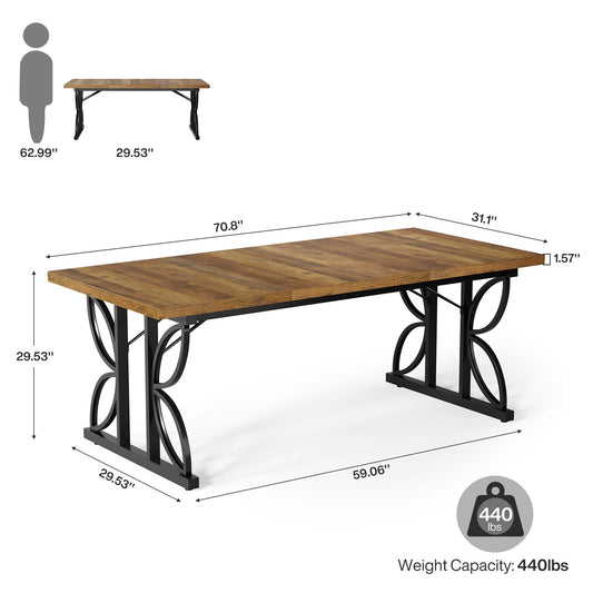 Bureau – Computertafel – Werktafel – Schrijftafel – Extra Lang Bureau – Robuuste Metalen Poten – 179,83 cm Breed – Industrieel Design