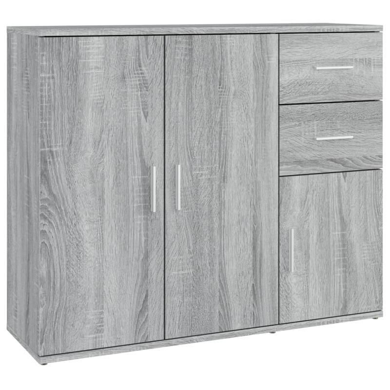 Dressoir – Opbergkast – Ladekast – Buffetkast – Wandkast – Bewerkte Houtlook – 91x29,5x75 cm – Grijs Sonoma Eiken