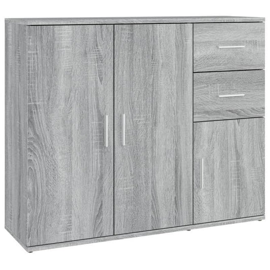Dressoir – Opbergkast – Ladekast – Buffetkast – Wandkast – Bewerkte Houtlook – 91x29,5x75 cm – Grijs Sonoma Eiken