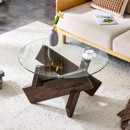 Ronde Salontafel – Glazen Tafel – Koffietafel – Moderne Tafel – Bijzettafel – Diameter 79 cm – 0,8 cm Gehard Glas – Zwarte Metalen Poten – Direct Gemonteerd
