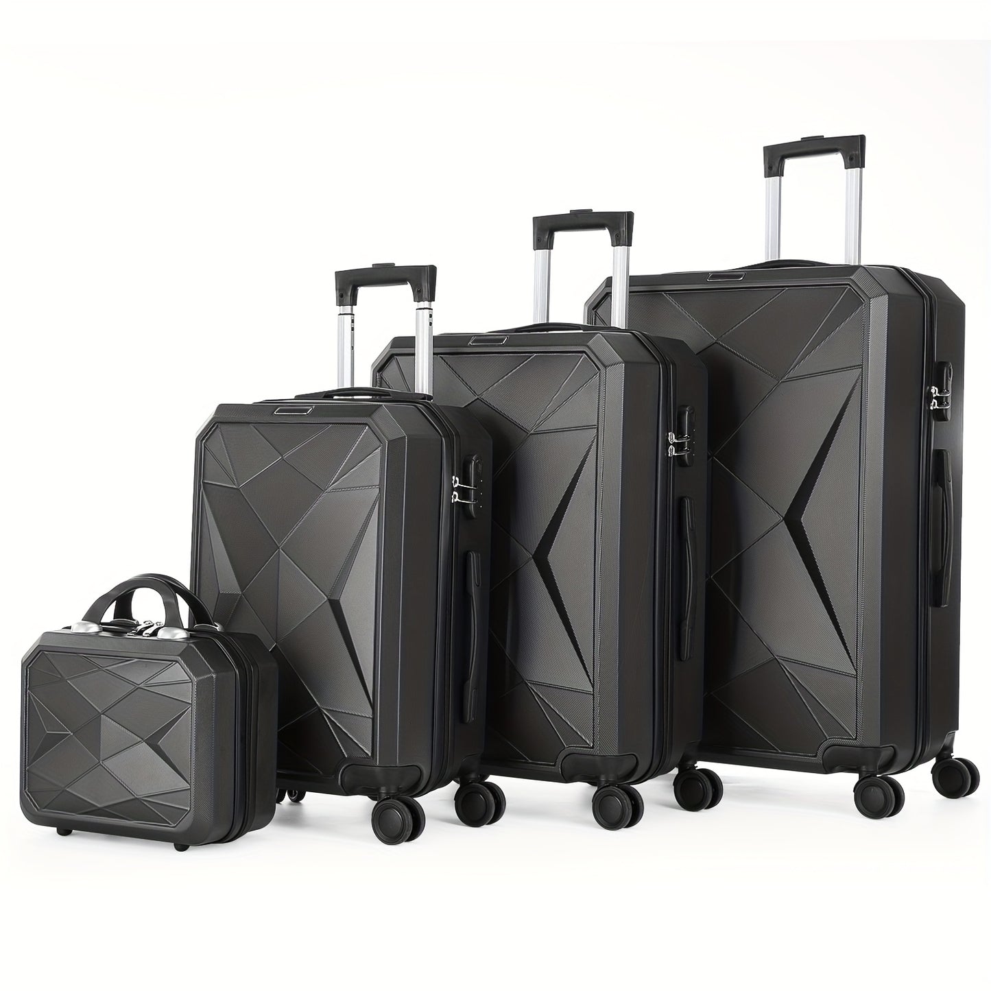 Vierdelige Hardshell Kofferset – Koffer Set – Reiskoffer – Spinner Koffer – Bagage – 360° Draaibare Wielen – TSA Cijferslot – Anthracite