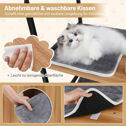 Kat Krabpaal – Krabboom – Klimmeubel – Kattenmeubel – Speeltoren – 160cm Hoog – Met Hangkussen En Sisal Krabpost – Natuurlijke Grijs Zwart Variant