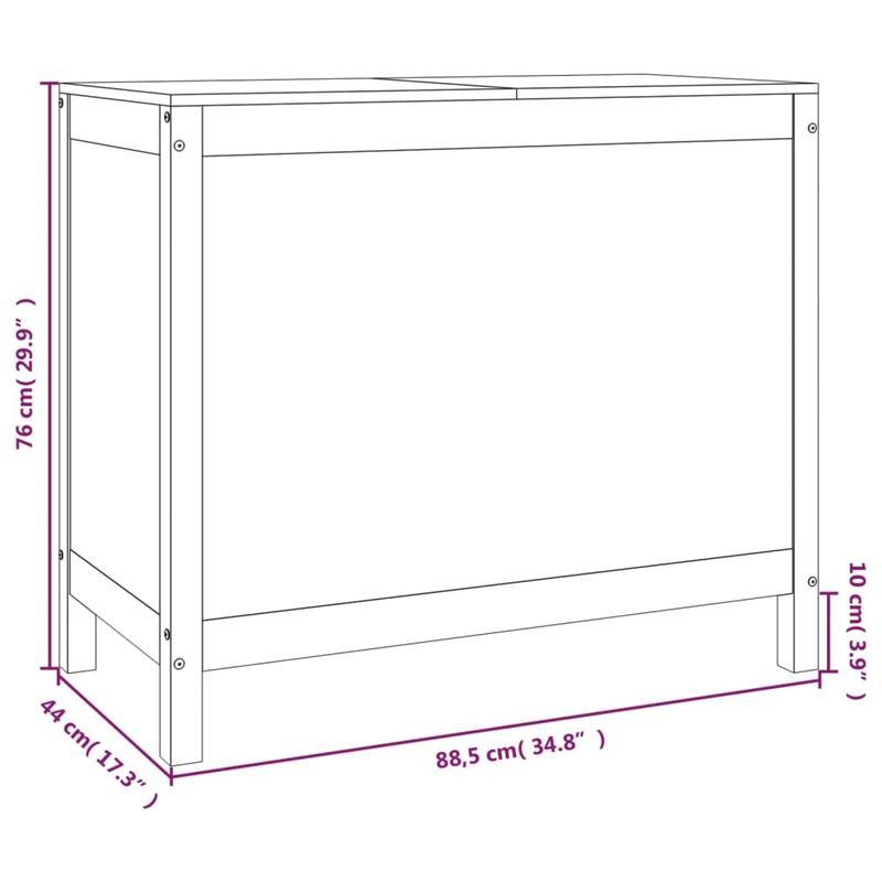 Wasmand – Wasbox – Wassorteerder – Waszak – Opbergmand – Massief Grenenhout – 3 Compartimenten Met Uitschuifbare Laden – Zwart – 88,5x44x76 cm – Klassiek Design