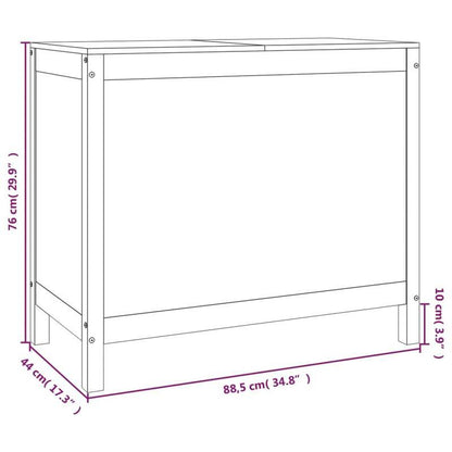 Wasmand – Wasbox – Wassorteerder – Waszak – Opbergmand – Massief Grenenhout – 3 Compartimenten Met Uitschuifbare Laden – Zwart – 88,5x44x76 cm – Klassiek Design