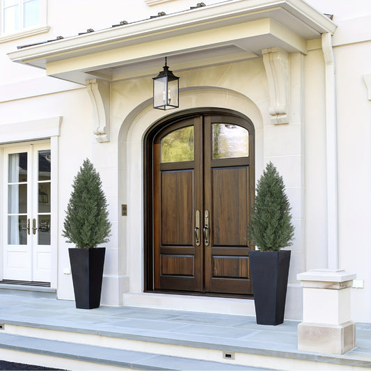 Kunstcipres – Kunstboom – Sierboom – Kunstplant – Topiary Boom – Set van 2 – 90 cm Hoog – Weerbestendig Kunststof Metalen Stam