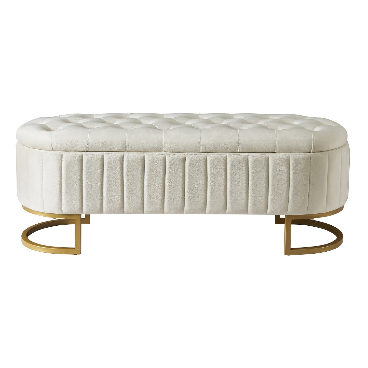 Poef – Hocker – Zitzak – Voetenbank – Opbergpoef – Lichtbruin – Met Opbergruimte Onder Zitvlak – Comfortabele Velours Bekleding 120x40 cm