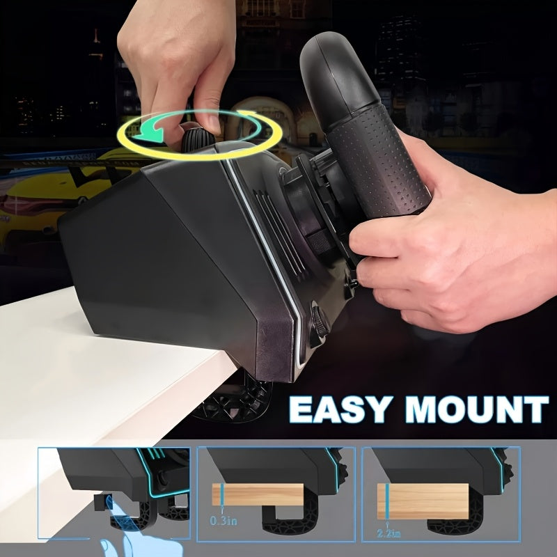 Racestuur – Racewheel – Gaming Stuur – Racestuur Set – Stuur Met Versnellingspook – Metalen Hall-Effect Pedalen – Dual Vibratiefeedback – Zwart