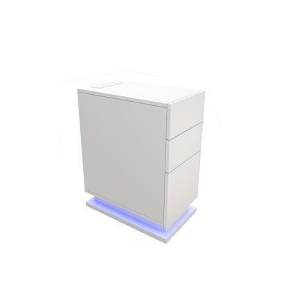 Nachtkastje – Bedside Table – Nachtkast – Opbergkastje – Slaapkamerkastje – Wit – 3 Lades – Compact Ontwerp Onder 68,5 cm – Duurzaam Hardhout
