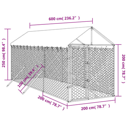 Buitenren Kleine Dieren – Hondenren – Kippenren – Konijnenren – Dierenren – 2x6x2,5 Meter – Gegalvaniseerd Staal – Water- en UV-bestendig Dak