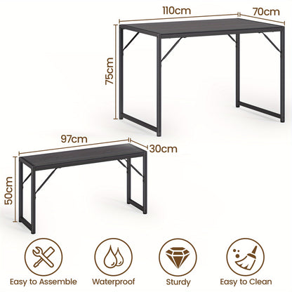 Eettafelset – Eethoek – Eetkamerset – Keukentafel – Zitgroep – 4 Personen – Waterbestendig Tafelblad – Industrieel Stalen Frame