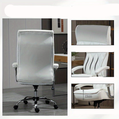 Bureaustoel – Office Chair – Draaistoel – Ergonomische Stoel – Bureau Stoel – Kunstleer – Verstelbare Hoogte – Kantelfunctie – Wit