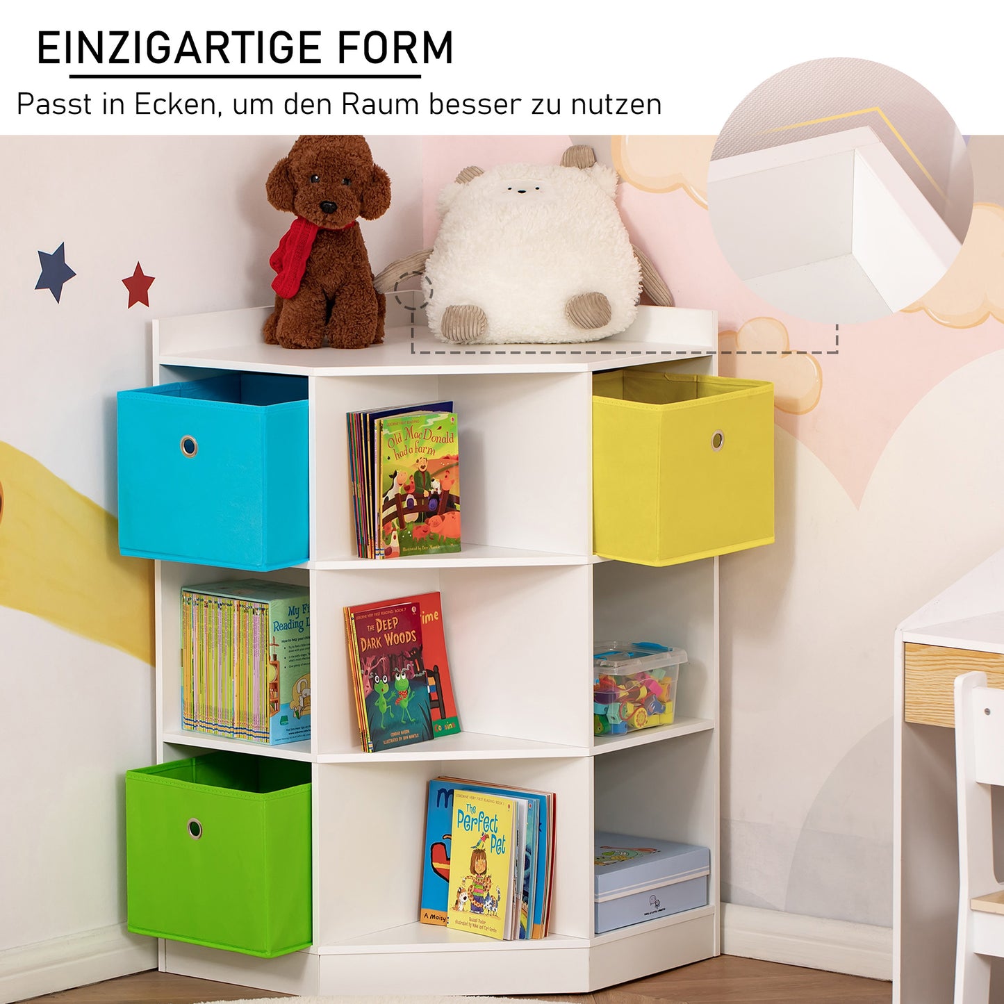 Praktische Opbergkast voor Kinderen – Kinderkasten – Speelgoedkast – Opbergmeubel – Organisatiekast – Wit – 3 Vilten Lades – Kantelbestendig MDF