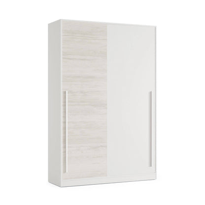 2-Door Wardrobe, Bedroom Closet with Hanging Rod and 3 Shelves, 120x50x200 cm, Available in 2 Colors