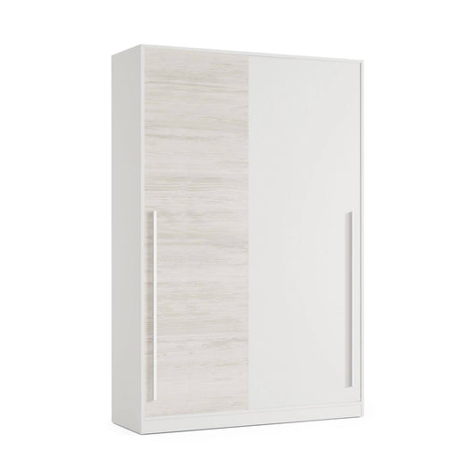 2-Door Wardrobe, Bedroom Closet with Hanging Rod and 3 Shelves, 120x50x200 cm, Available in 2 Colors