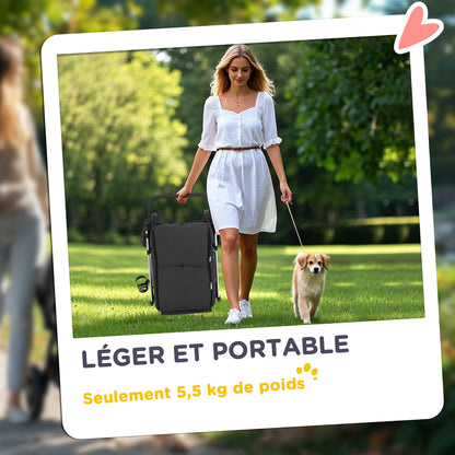 Hondenbuggy – Hondenwagen – Hondentrolley – Dierenbuggy – Wandelwagen – Lichtgewicht Aluminium – Wasbare Kussen – Grijs