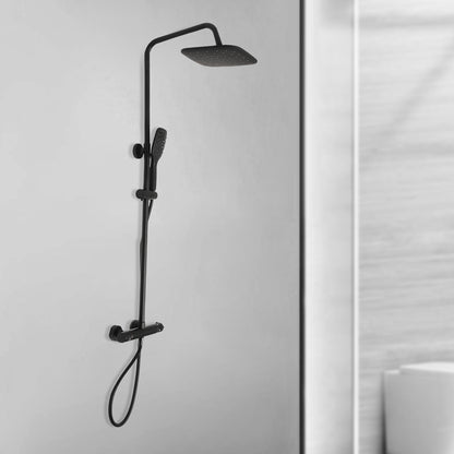 Thermostaatkraan – Douchekraan – Doucheset – Regendouche – Mengkraan – Messing Zwart – Thermostatische Temperatuurregeling – Verstelbare Hoogte